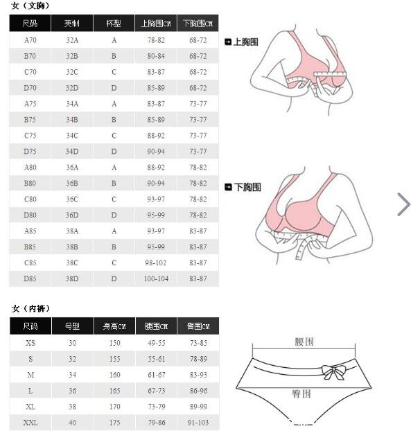 胸围尺码表尺寸，标准胸围在84cm(附教你测量胸围方法)